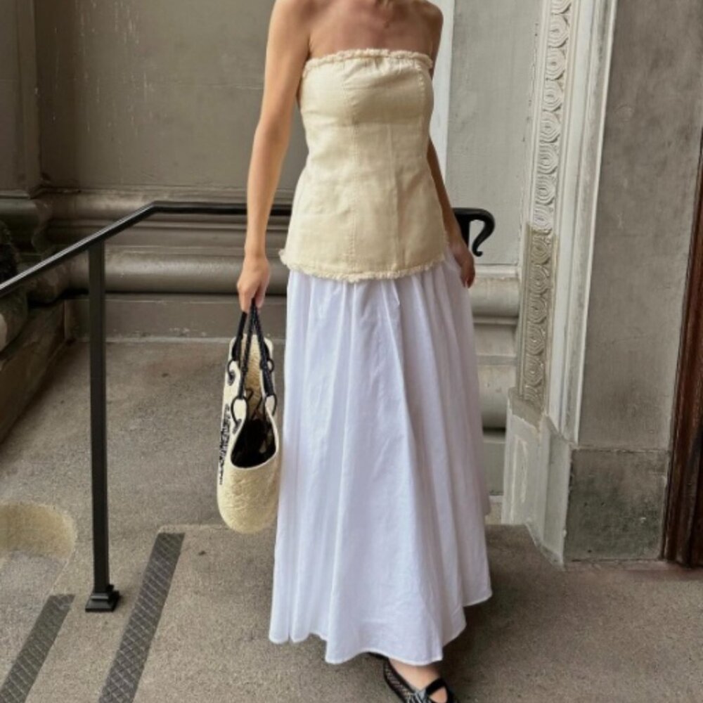 Dissh size 4 US White Linen Midi Skirt